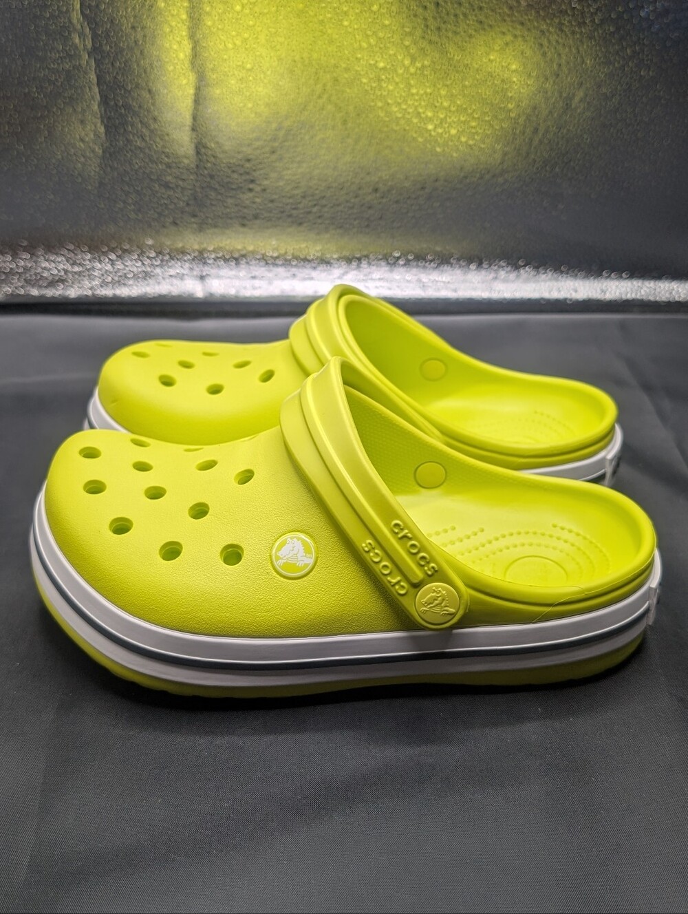Crocs Crocband Citrus/Gray Kids Size J2, New Without Tags.